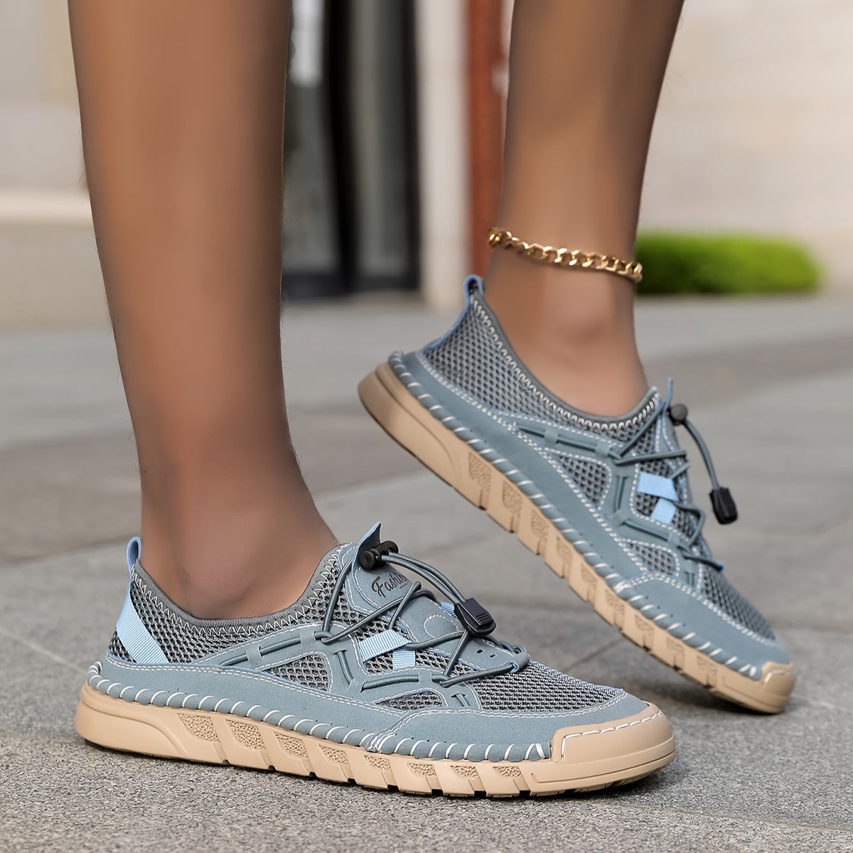 Hollis — Bungee-Lace Mesh Comfort Sneakers