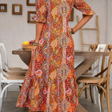 Solveig — Paisley-Print Tassel-Tie Maxi Dress with Tiered Skirt