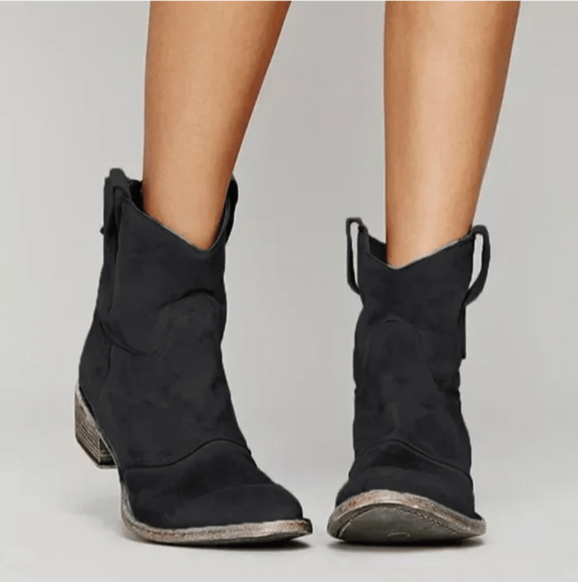 Eloise Orthopedic Suede and Cotton Ankle Boot - Black