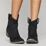Eloise Orthopedic Suede and Cotton Ankle Boot - Black
