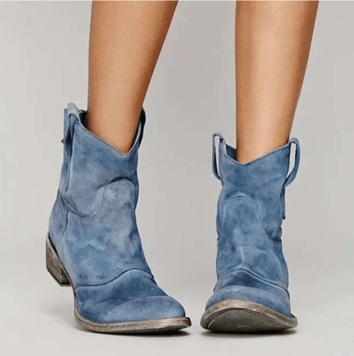 Eloise Orthopedic Suede and Cotton Ankle Boot - Blue