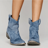 Eloise Orthopedic Suede and Cotton Ankle Boot - Blue
