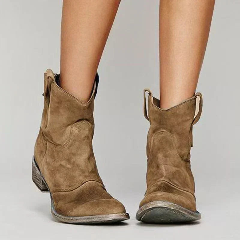Eloise Orthopedic Suede and Cotton Ankle Boot - Brown