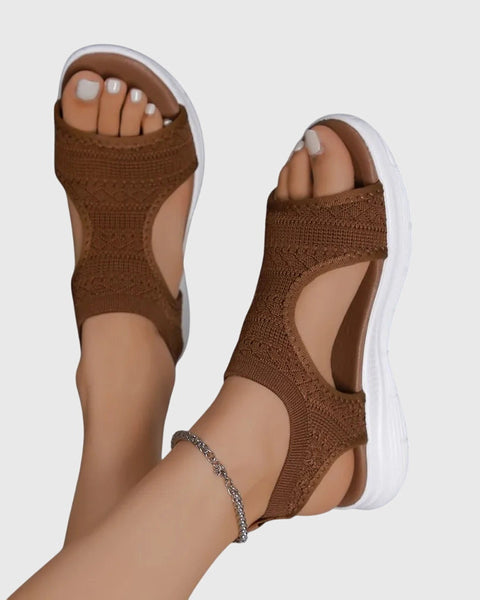 Assunta — Orthopaedic Knit-Look Open-Toe Sandals with Cut-Out Sides