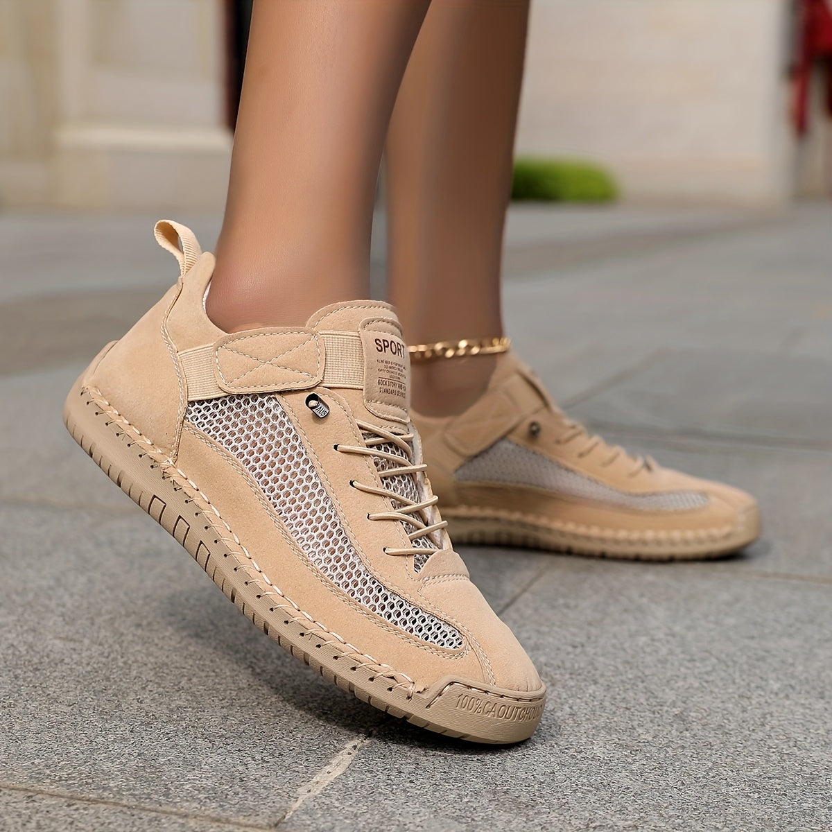 Eilis — Velcro-Strap Mesh Comfort Sneakers