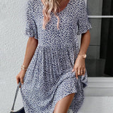 Pirkko — Ditsy Print Tiered Midi Dress with Ruffle Sleeves