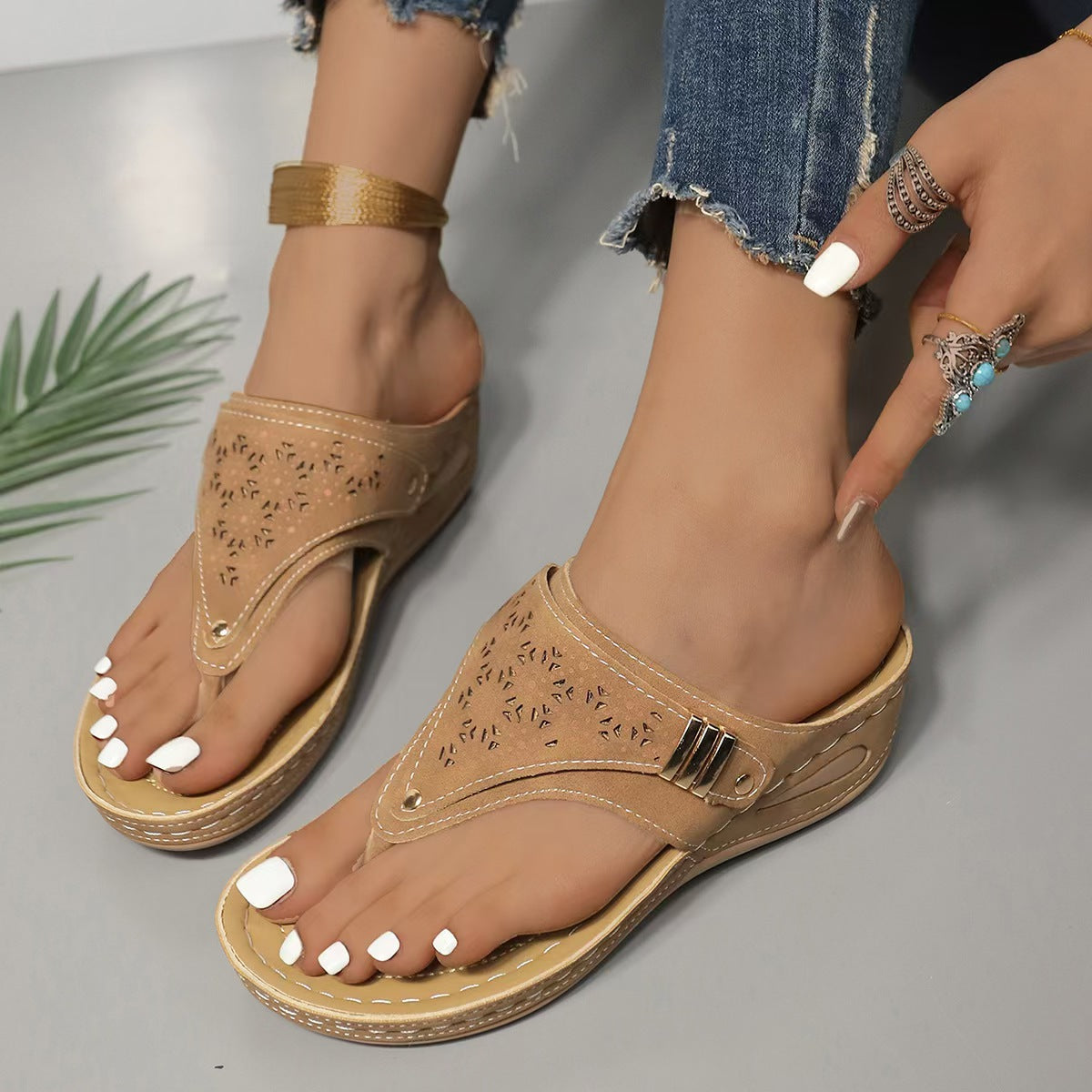 Bertha — Wedge Thong Comfort Sandals