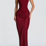 Leonor Square Neck Maxi Dress - Wine Red
