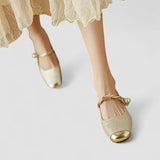 Akiko — Orthopaedic Mary Jane Shoes with Gold Toe Cap and Jewelled Heel