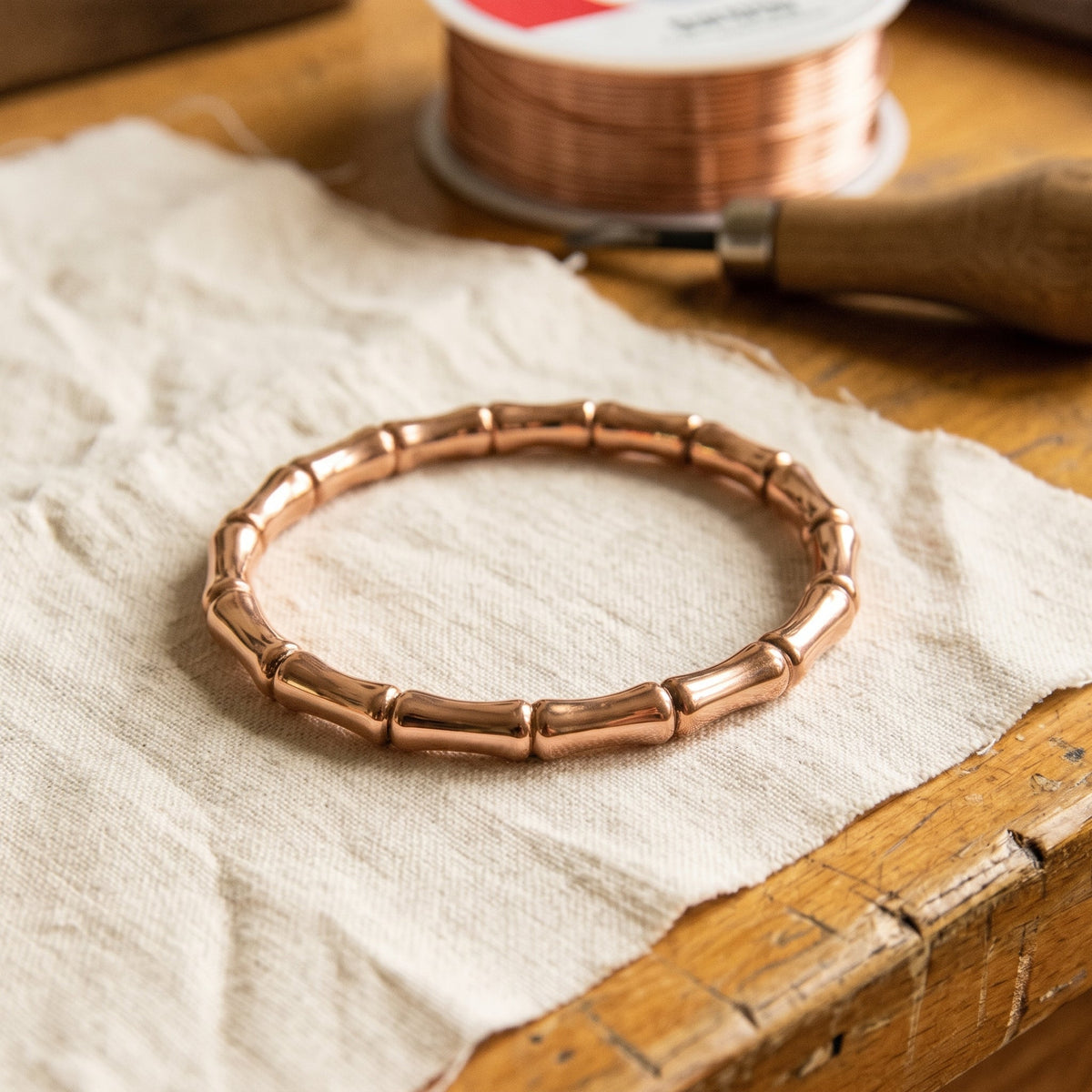 Kelsey — Bamboo Segment Copper-Tone Bangle Bracelet