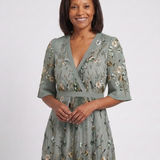 Evelina — Floral V-Neck Maxi Dress with Flutter Sleeves