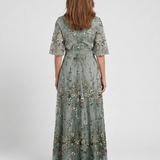 Evelina — Floral V-Neck Maxi Dress with Flutter Sleeves