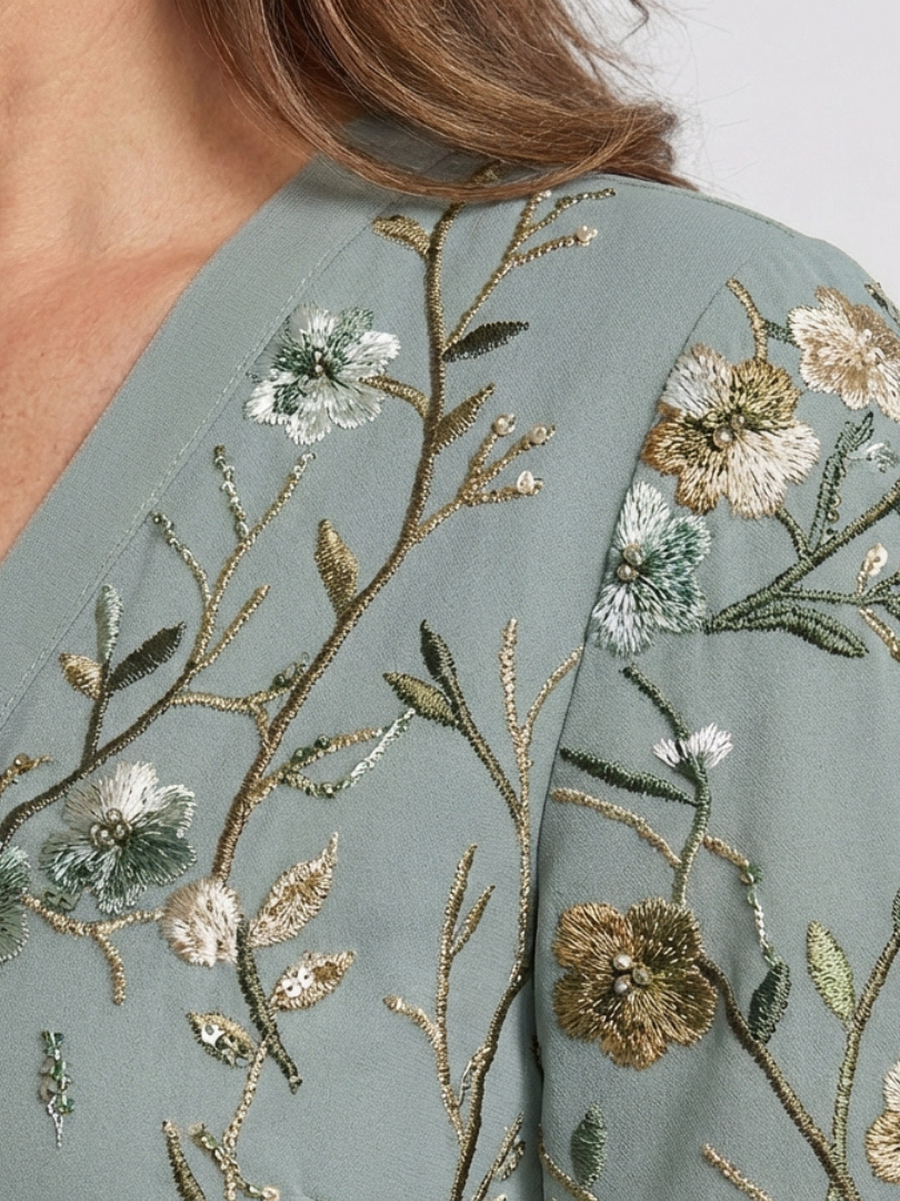 Evelina — Floral V-Neck Maxi Dress with Flutter Sleeves