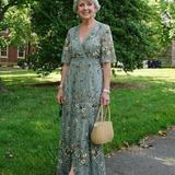 Evelina — Floral V-Neck Maxi Dress with Flutter Sleeves