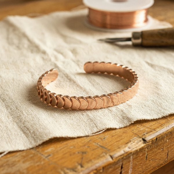 Isabel — Scalloped Edge Copper-Tone Cuff Bracelet