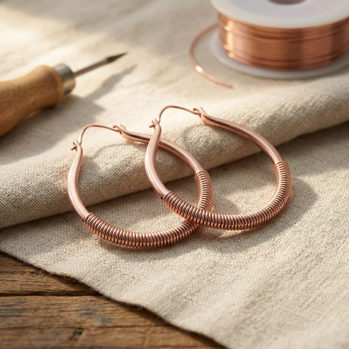 Tahlia — Coiled Hoop Copper-Tone Earrings
