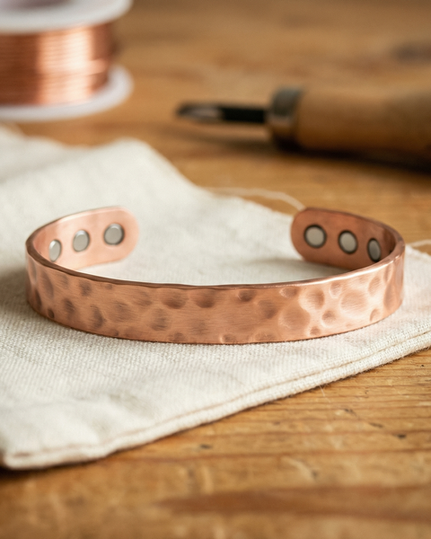 Ila — Hammered Slim Copper-Tone Cuff Bracelet