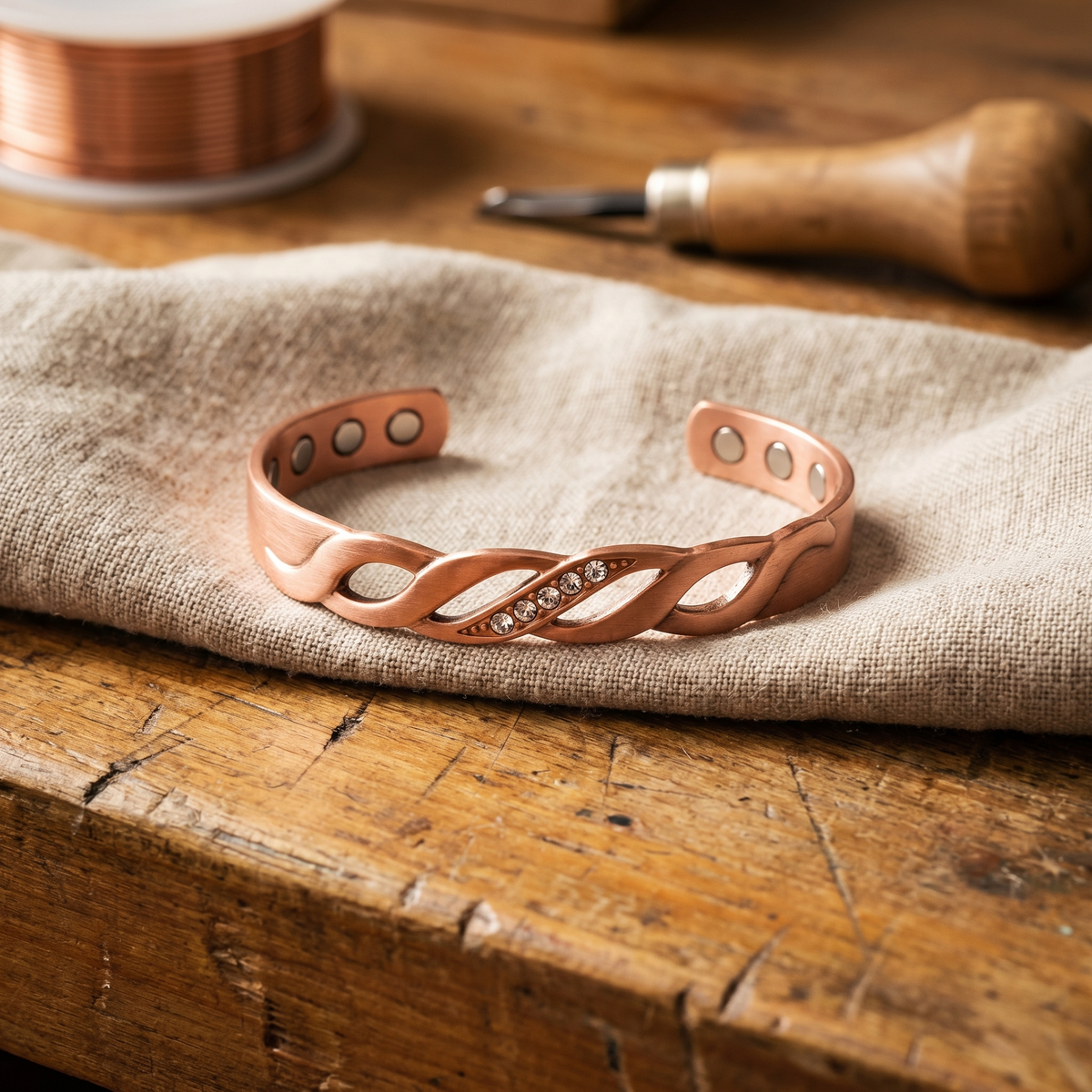 Kendra — Open Twist Copper-Tone Cuff Bracelet