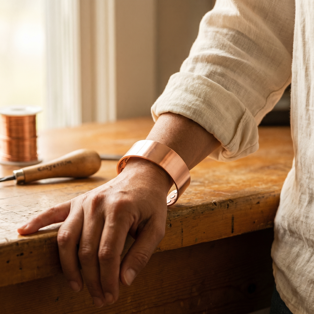 Kara — Smooth Wide Band Copper-Tone Cuff Bracelet