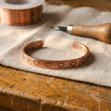 Lynn — Heart Engraved Slim Copper-Tone Cuff Bracelet