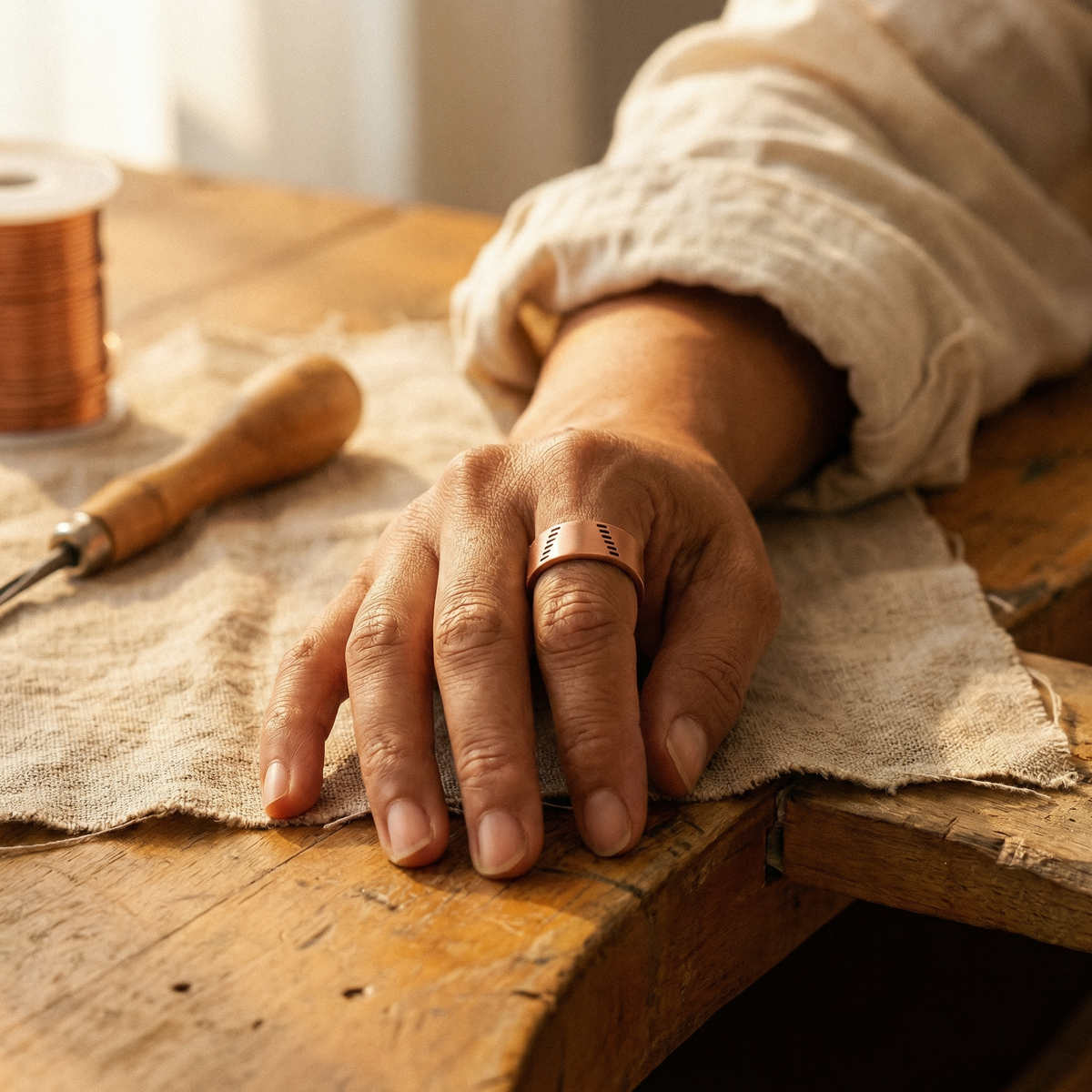 Aislinn — Smooth Slim Copper-Tone Ring