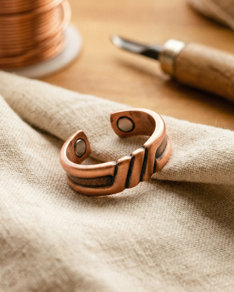 Zia — Black Stripe Copper-Tone Ring