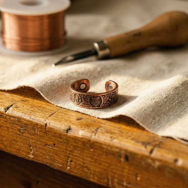 Soraya — Patterned Copper-Tone Ring