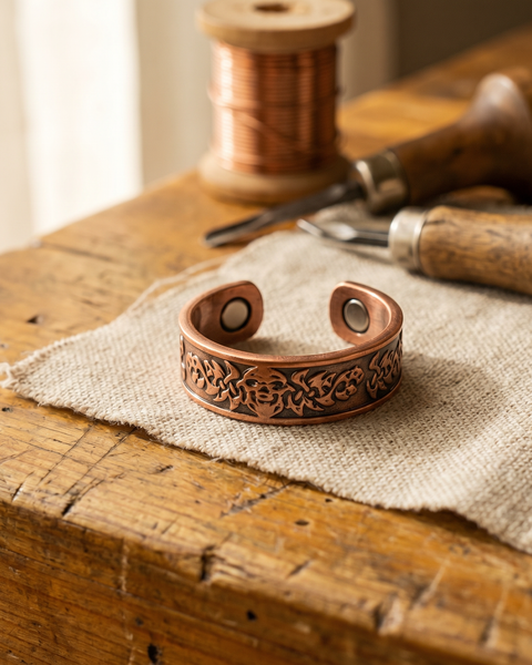 Val — Dark Engraved Copper-Tone Ring