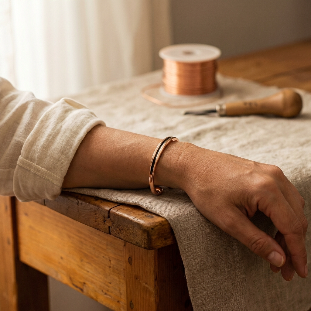 Nala — Black Stripe Open Copper-Tone Cuff Bracelet