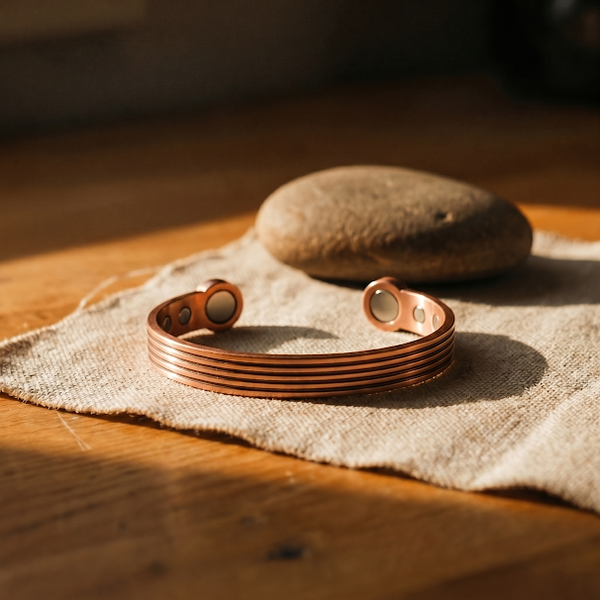 Hedy — Ribbed Stack Copper-Tone Cuff Bracelet