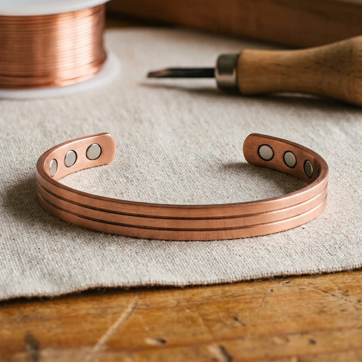 Meg — Triple Band Copper-Tone Cuff Bracelet