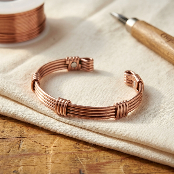 Marcie — Wire-Wrapped Copper-Tone Cuff Bracelet