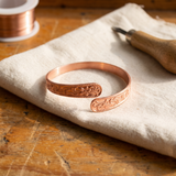 Kira — Floral Engraved Slim Copper-Tone Cuff Bracelet