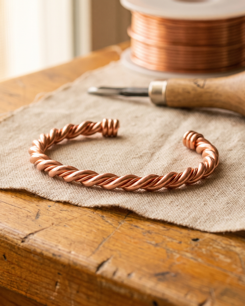 Reese — Twisted Rope Copper-Tone Cuff Bracelet