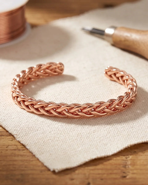 Caoimhe — Plaited Copper-Tone Cuff Bracelet