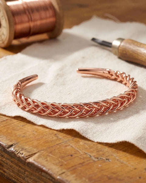 Galia — Plaited Slim Copper-Tone Cuff Bracelet
