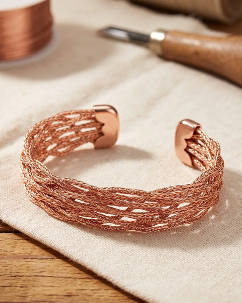 Jessa — Open Weave Copper-Tone Cuff Bracelet