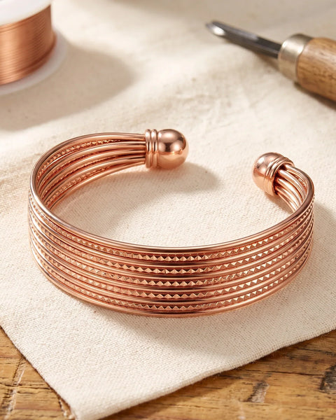 Liora — Multi-Strand Wide Copper-Tone Cuff Bracelet