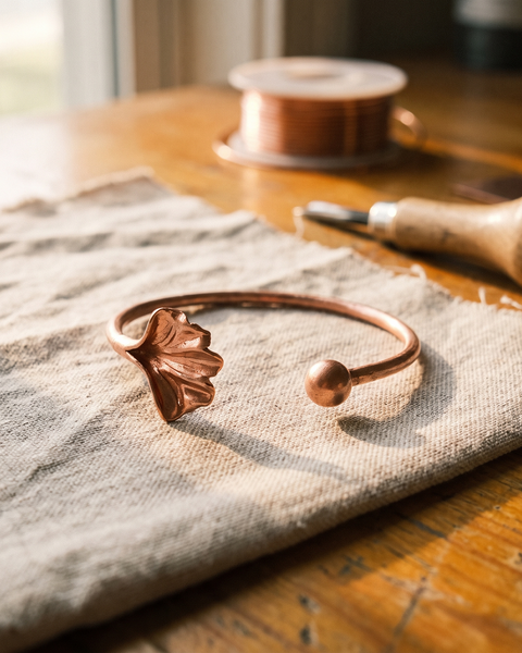 Hana — Shell Fan Open Copper-Tone Cuff Bracelet