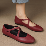 Zeor — Genuine Leather Flats - Red