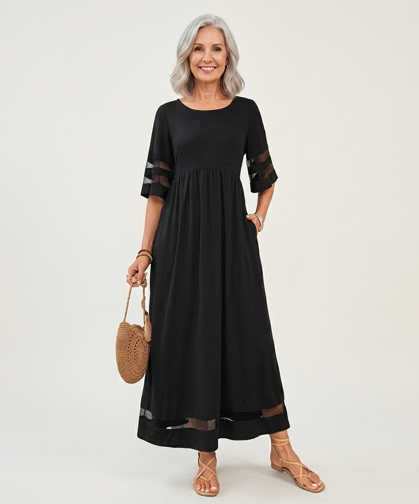 Eglantyne — Sheer-Panel Maxi Dress
