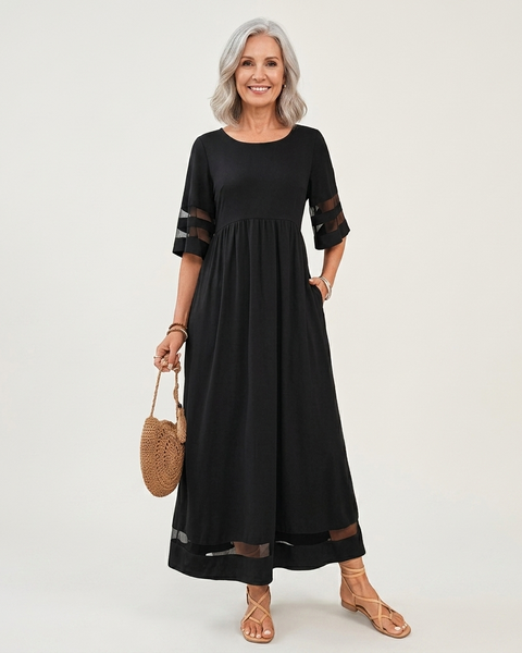 Eglantyne — Sheer-Panel Maxi Dress