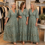 Evelina — Floral V-Neck Maxi Dress with Flutter Sleeves