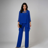 Iva Elegant Beaded Three-Piece Set - Blue