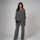 Iva Elegant Beaded Three-Piece Set - Gray