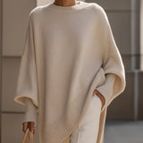 Jennifer Oversized Draped Wide-Neck Sweater - Beige