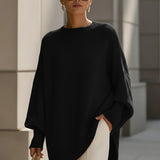 Jennifer Oversized Draped Wide-Neck Sweater - Black