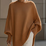 Jennifer Oversized Draped Wide-Neck Sweater - Brown