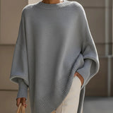 Jennifer Oversized Draped Wide-Neck Sweater - Gray