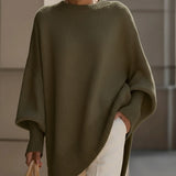 Jennifer Oversized Draped Wide-Neck Sweater - Olive Green